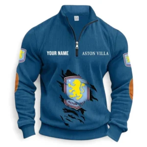 Football Fans Gift Half Zipper Corduroy Sweatshirt, Sweatshirt Exclusive Logo, Custom Name EPL131082825135-Denim Blue