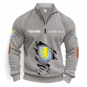 Football Fans Gift Half Zipper Corduroy Sweatshirt, Sweatshirt Exclusive Logo, Custom Name EPL131082825135-Light Gray