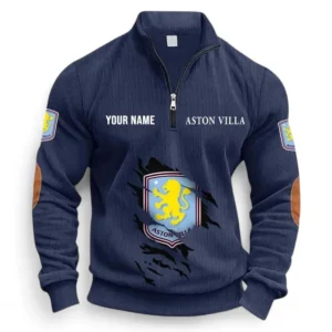 Football Fans Gift Half Zipper Corduroy Sweatshirt, Sweatshirt Exclusive Logo, Custom Name EPL131082825135-Navy Blue