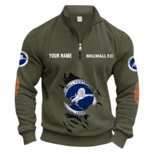 Football Fans Gift Half Zipper Corduroy Sweatshirt, Sweatshirt Exclusive Logo, Custom Name EPL131082825136-Army Green