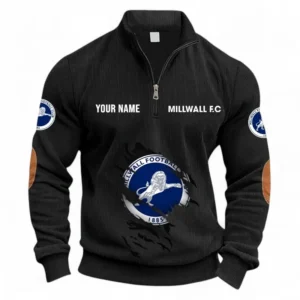 Football Fans Gift Half Zipper Corduroy Sweatshirt, Sweatshirt Exclusive Logo, Custom Name EPL131082825136-Black
