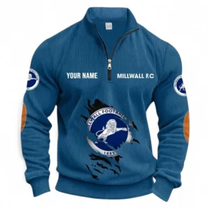 Football Fans Gift Half Zipper Corduroy Sweatshirt, Sweatshirt Exclusive Logo, Custom Name EPL131082825136-Denim Blue