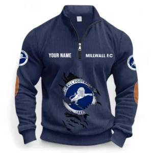 Football Fans Gift Half Zipper Corduroy Sweatshirt, Sweatshirt Exclusive Logo, Custom Name EPL131082825136-Navy Blue