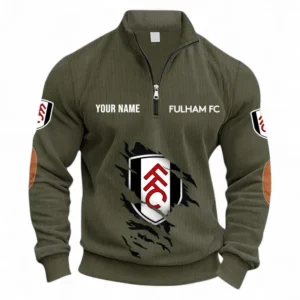 Football Fans Gift Half Zipper Corduroy Sweatshirt, Sweatshirt Exclusive Logo, Custom Name EPL131082825137-Army Green