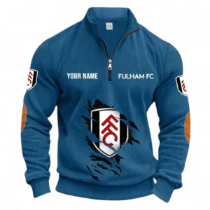 Football Fans Gift Half Zipper Corduroy Sweatshirt, Sweatshirt Exclusive Logo, Custom Name EPL131082825137-Denim Blue