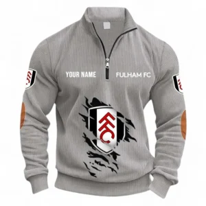 Football Fans Gift Half Zipper Corduroy Sweatshirt, Sweatshirt Exclusive Logo, Custom Name EPL131082825137-Light Gray