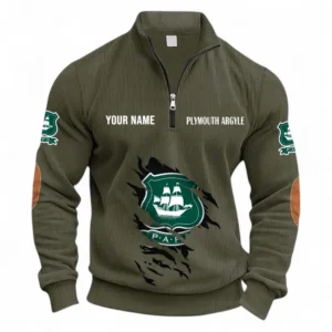Football Fans Gift Half Zipper Corduroy Sweatshirt, Sweatshirt Exclusive Logo, Custom Name EPL131082825139-Army Green