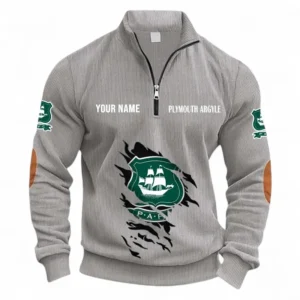 Football Fans Gift Half Zipper Corduroy Sweatshirt, Sweatshirt Exclusive Logo, Custom Name EPL131082825139-Light Gray