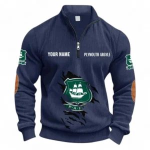 Football Fans Gift Half Zipper Corduroy Sweatshirt, Sweatshirt Exclusive Logo, Custom Name EPL131082825139-Navy Blue