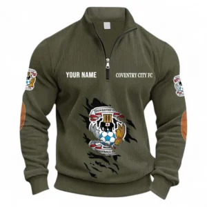 Football Fans Gift Half Zipper Corduroy Sweatshirt, Sweatshirt Exclusive Logo, Custom Name EPL131082825140-Army Green