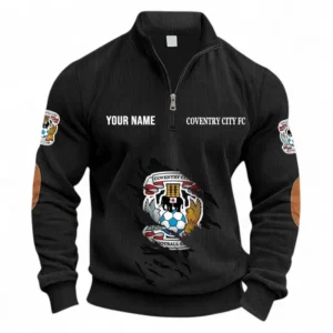 Football Fans Gift Half Zipper Corduroy Sweatshirt, Sweatshirt Exclusive Logo, Custom Name EPL131082825140-Black