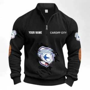 Football Fans Gift Half Zipper Corduroy Sweatshirt, Sweatshirt Exclusive Logo, Custom Name EPL131082825142-Black