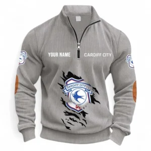 Football Fans Gift Half Zipper Corduroy Sweatshirt, Sweatshirt Exclusive Logo, Custom Name EPL131082825142-Light Gray