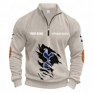 Football Fans Gift Half Zipper Corduroy Sweatshirt, Sweatshirt Exclusive Logo, Custom Name EPL131082825143-Apricot