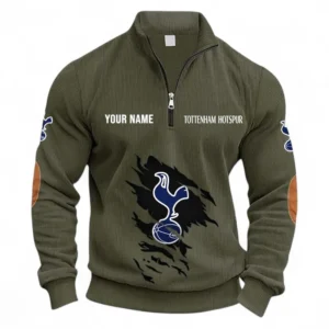 Football Fans Gift Half Zipper Corduroy Sweatshirt, Sweatshirt Exclusive Logo, Custom Name EPL131082825143-Army Green