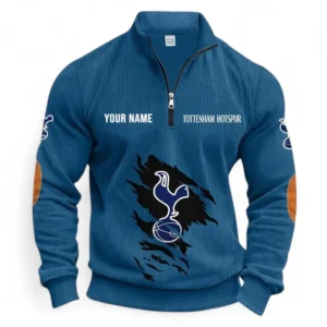 Football Fans Gift Half Zipper Corduroy Sweatshirt, Sweatshirt Exclusive Logo, Custom Name EPL131082825143-Denim Blue