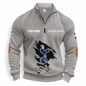 Football Fans Gift Half Zipper Corduroy Sweatshirt, Sweatshirt Exclusive Logo, Custom Name EPL131082825143-Light Gray