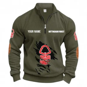Football Fans Gift Half Zipper Corduroy Sweatshirt, Sweatshirt Exclusive Logo, Custom Name EPL131082825144-Army Green