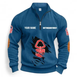 Football Fans Gift Half Zipper Corduroy Sweatshirt, Sweatshirt Exclusive Logo, Custom Name EPL131082825144-Denim Blue