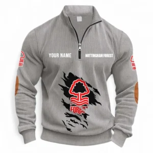 Football Fans Gift Half Zipper Corduroy Sweatshirt, Sweatshirt Exclusive Logo, Custom Name EPL131082825144-Light Gray
