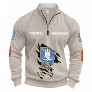 Football Fans Gift Half Zipper Corduroy Sweatshirt, Sweatshirt Exclusive Logo, Custom Name EPL131082825145-Apricot