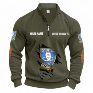 Football Fans Gift Half Zipper Corduroy Sweatshirt, Sweatshirt Exclusive Logo, Custom Name EPL131082825145-Army Green