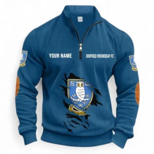 Football Fans Gift Half Zipper Corduroy Sweatshirt, Sweatshirt Exclusive Logo, Custom Name EPL131082825145-Denim Blue