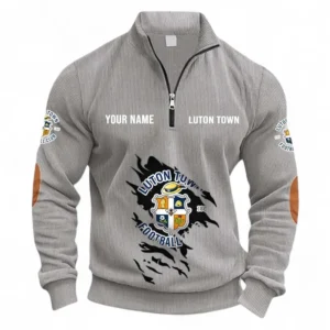 Football Fans Gift Half Zipper Corduroy Sweatshirt, Sweatshirt Exclusive Logo, Custom Name EPL131082825146-Light Gray