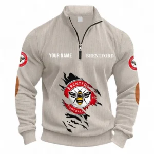 Football Fans Gift Half Zipper Corduroy Sweatshirt, Sweatshirt Exclusive Logo, Custom Name EPL131082825147-Apricot