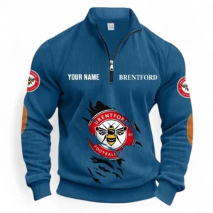 Football Fans Gift Half Zipper Corduroy Sweatshirt, Sweatshirt Exclusive Logo, Custom Name EPL131082825147-Denim Blue