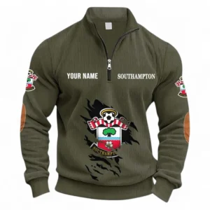 Football Fans Gift Half Zipper Corduroy Sweatshirt, Sweatshirt Exclusive Logo, Custom Name EPL131082825148-Army Green