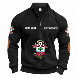 Football Fans Gift Half Zipper Corduroy Sweatshirt, Sweatshirt Exclusive Logo, Custom Name EPL131082825148-Black