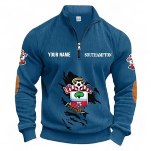Football Fans Gift Half Zipper Corduroy Sweatshirt, Sweatshirt Exclusive Logo, Custom Name EPL131082825148-Denim Blue