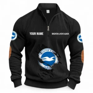 Football Fans Gift Half Zipper Corduroy Sweatshirt, Sweatshirt Exclusive Logo, Custom Name EPL131082825149-Black