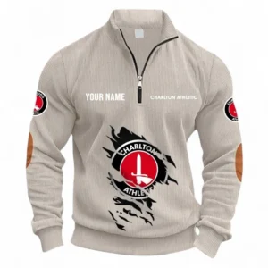 Football Fans Gift Half Zipper Corduroy Sweatshirt, Sweatshirt Exclusive Logo, Custom Name EPL131082825150-Apricot