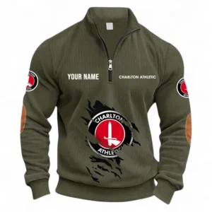 Football Fans Gift Half Zipper Corduroy Sweatshirt, Sweatshirt Exclusive Logo, Custom Name EPL131082825150-Army Green