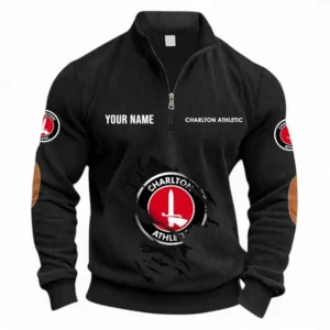 Football Fans Gift Half Zipper Corduroy Sweatshirt, Sweatshirt Exclusive Logo, Custom Name EPL131082825150-Black