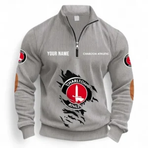 Football Fans Gift Half Zipper Corduroy Sweatshirt, Sweatshirt Exclusive Logo, Custom Name EPL131082825150-Light Gray