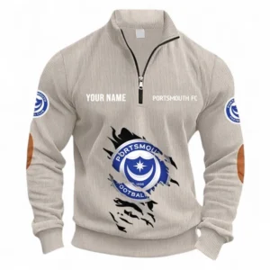 Football Fans Gift Half Zipper Corduroy Sweatshirt, Sweatshirt Exclusive Logo, Custom Name EPL131082825151-Apricot