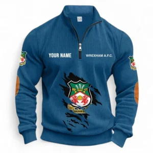 Football Fans Gift Half Zipper Corduroy Sweatshirt, Sweatshirt Exclusive Logo, Custom Name EPL131082825152-Denim Blue