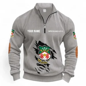 Football Fans Gift Half Zipper Corduroy Sweatshirt, Sweatshirt Exclusive Logo, Custom Name EPL131082825152-Light Gray
