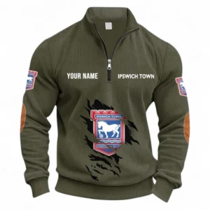 Football Fans Gift Half Zipper Corduroy Sweatshirt, Sweatshirt Exclusive Logo, Custom Name EPL131082825153-Army Green