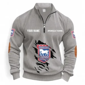 Football Fans Gift Half Zipper Corduroy Sweatshirt, Sweatshirt Exclusive Logo, Custom Name EPL131082825153-Light Gray