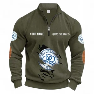 Football Fans Gift Half Zipper Corduroy Sweatshirt, Sweatshirt Exclusive Logo, Custom Name EPL131082825154-Army Green