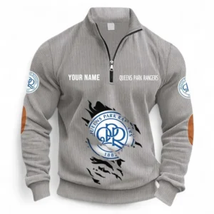Football Fans Gift Half Zipper Corduroy Sweatshirt, Sweatshirt Exclusive Logo, Custom Name EPL131082825154-Light Gray