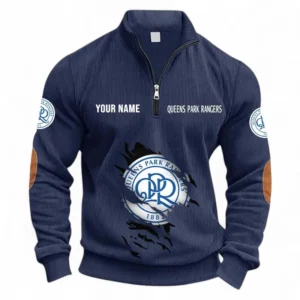 Football Fans Gift Half Zipper Corduroy Sweatshirt, Sweatshirt Exclusive Logo, Custom Name EPL131082825154-Navy Blue