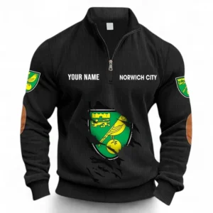 Football Fans Gift Half Zipper Corduroy Sweatshirt, Sweatshirt Exclusive Logo, Custom Name EPL131082825155-Black