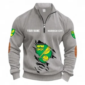 Football Fans Gift Half Zipper Corduroy Sweatshirt, Sweatshirt Exclusive Logo, Custom Name EPL131082825155-Light Gray