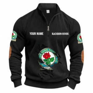 Football Fans Gift Half Zipper Corduroy Sweatshirt, Sweatshirt Exclusive Logo, Custom Name EPL131082825156-Black