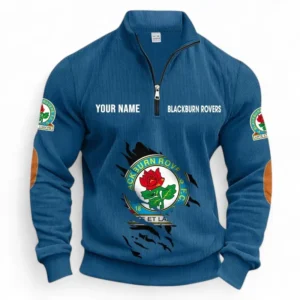 Football Fans Gift Half Zipper Corduroy Sweatshirt, Sweatshirt Exclusive Logo, Custom Name EPL131082825156-Denim Blue